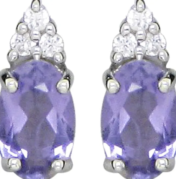 Amethyst Drop Ørestikker - Sølv