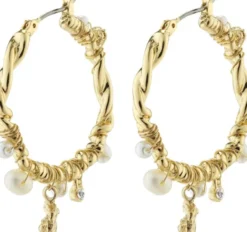 ANA pearl & crystal hoops gold-plated