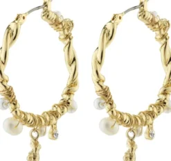 ANA pearl & crystal hoops gold-plated
