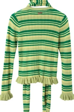 ANELIS COTTON MERINO BLEND CARDIGAN- GREEN STRIPE