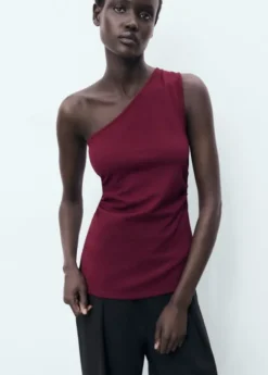 Asymmetrical draped top