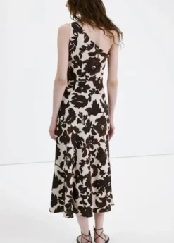 Asymmetrical floral-print dress