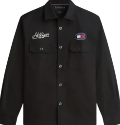 Back Logo Herringbone Relaxed Fit Overshirt