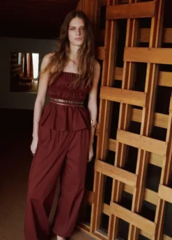 Balloon-style trousers with elastic