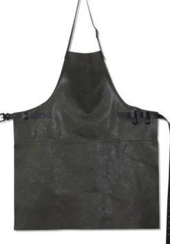BBQ forklæde, vintage læder - vintage grå