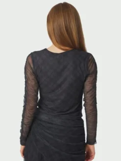 Bea Check Mesh Blouse