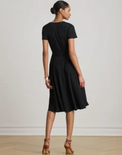 Belted Georgette Surplice Dress