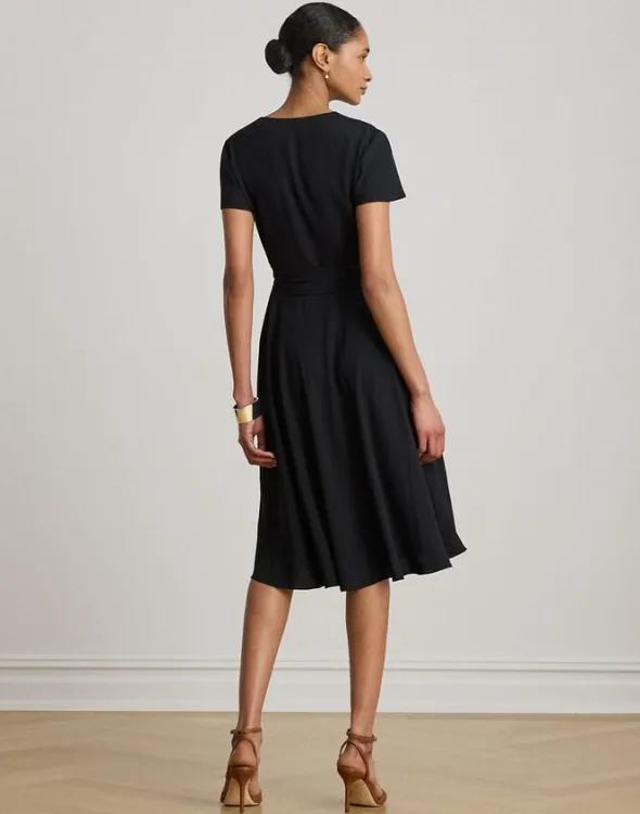 Belted Georgette Surplice Dress