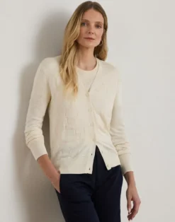 Belting-Motif V-Neck Cardigan