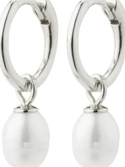 BERTHE recycled pearl hoop earrings silver-plated