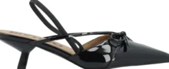 BIAKRISTIN Kitten Heel Bow Slingback Faux Leather