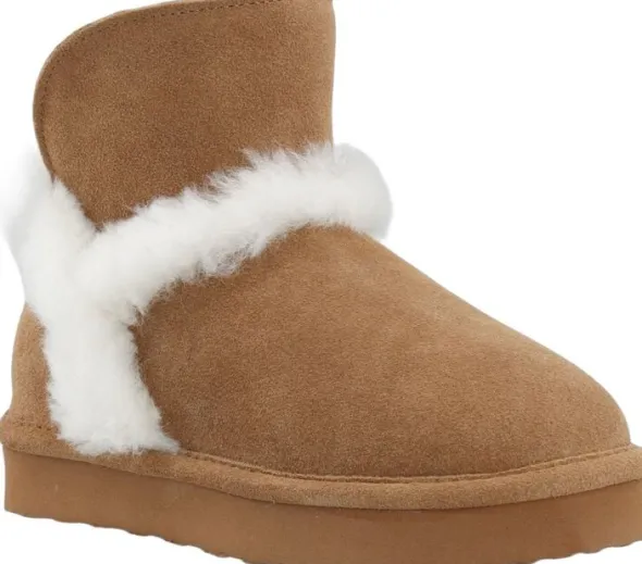 BIASNOW Flatform Fur Ankle Boot Suede
