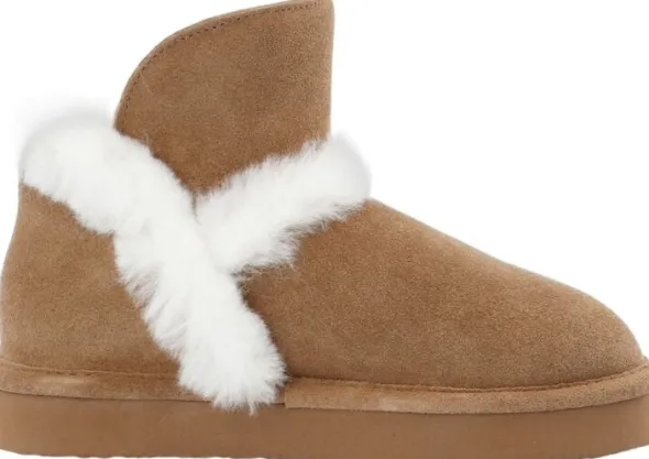 BIASNOW Flatform Fur Ankle Boot Suede