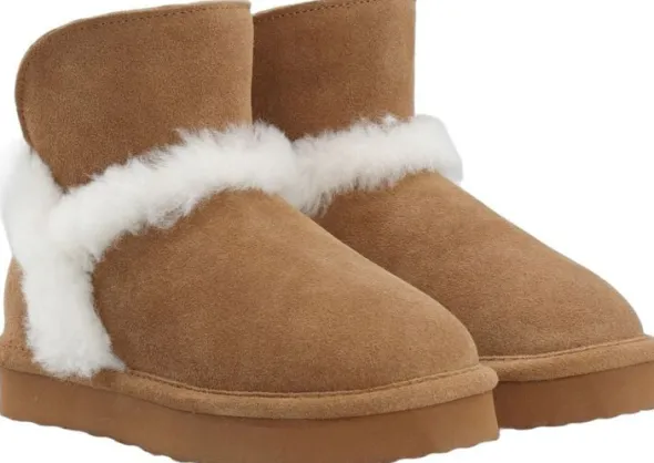 BIASNOW Flatform Fur Ankle Boot Suede