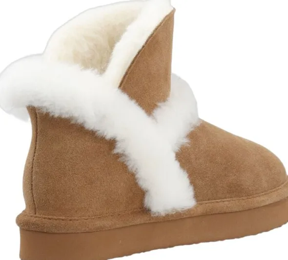 BIASNOW Flatform Fur Ankle Boot Suede