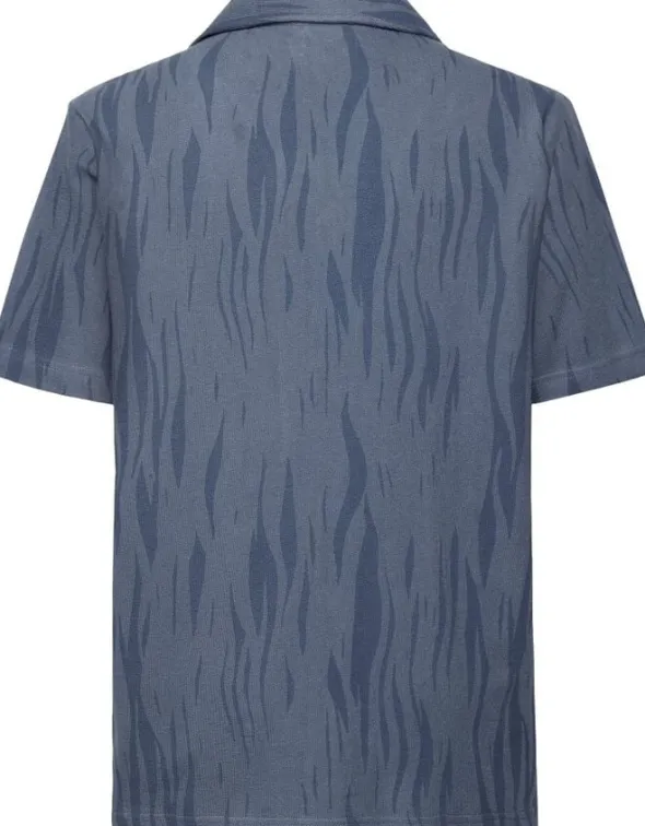 Bouclé loose fit Northern Lights short sleeve shirt - GOTS/V