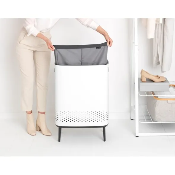 BO vasketøjsspand høj 2 x 45 ltr. - White