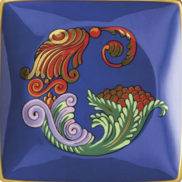 Bowl 12cm sq. flat, Holiday Alphabet G, Versace