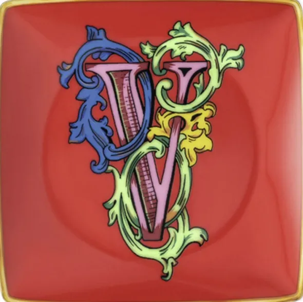 Bowl 12cm sq. flat, Holiday Alphabet V, Versace