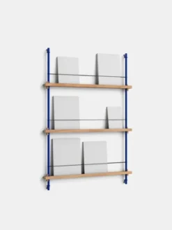 Box set, Magazine Shelving MS.115. 1, Oak shelves, Deep Blue
