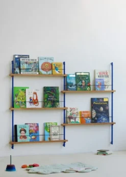 Box set, Magazine Shelving MS.115. 1, Oak shelves, Deep Blue