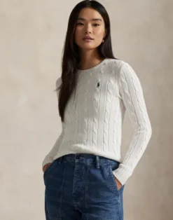 Cable-Knit Cotton Crewneck Sweater