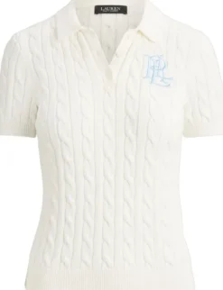 Cable-Knit Cotton Polo Sweater