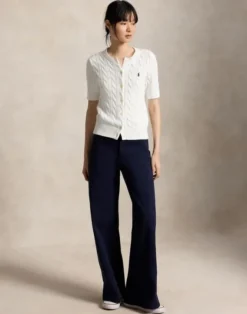Cable-Knit Cotton Short-Sleeve Cardigan