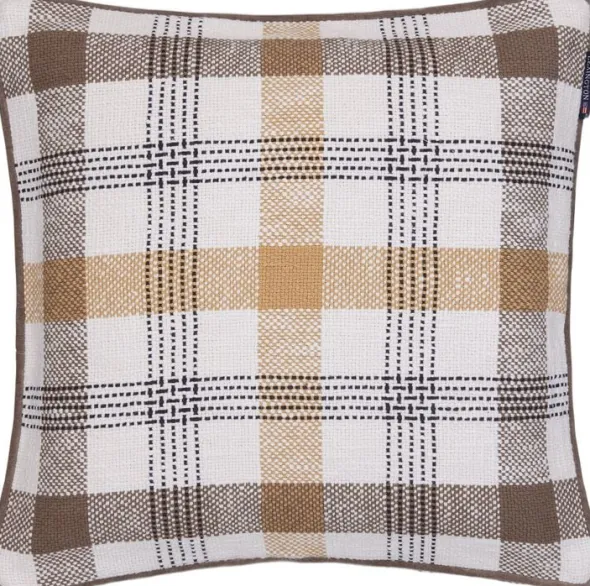 Checked Recycled Cotton Pillow Cover