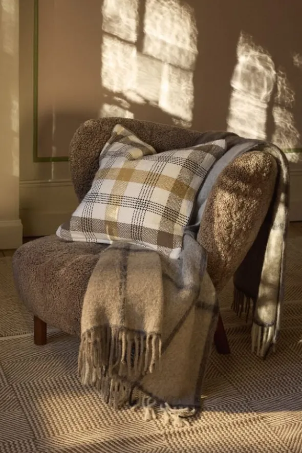 Checked Recycled Cotton Pillow Cover