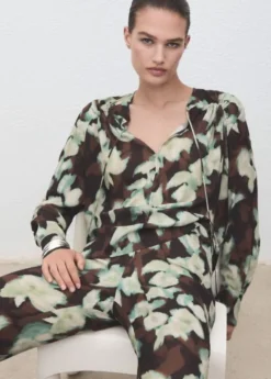 Chiffon blouse with bow neckline