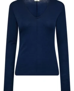 Cilla 16 V-halset bluse - 100% merino wool RWS