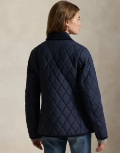 Corduroy-Trim Quilted Barn Jacket