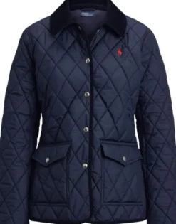 Corduroy-Trim Quilted Barn Jacket