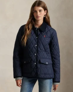 Corduroy-Trim Quilted Barn Jacket
