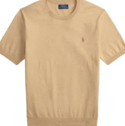Cotton Crewneck Short-Sleeve Sweater