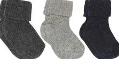 Cotton rib baby socks 3-pack