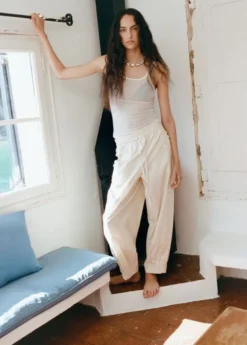 100% cotton trousers with embroider