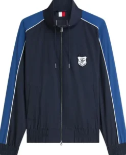 Crest Patch Stand-Up Collar Windbreaker