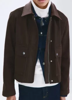 Denim parka with contrasting collar