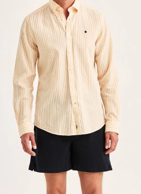 Douglas Linen Stripe Shirt-Classic Fit