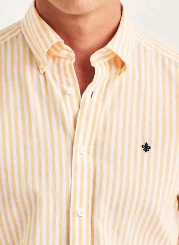 Douglas Linen Stripe Shirt-Classic Fit