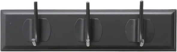 EDGY coat rack, 3 hooks - black w. black finish