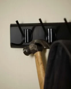 EDGY coat rack, 6 hooks - black w. black finish