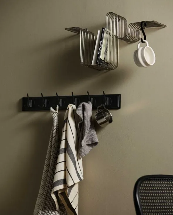 EDGY coat rack, 6 hooks - black w. black finish