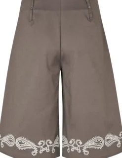 2492 Embroidered Canvas, Pleated Eyelet Bermuda