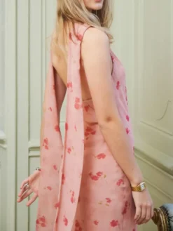 Fiona Blurred Flower Halter Neck Dr