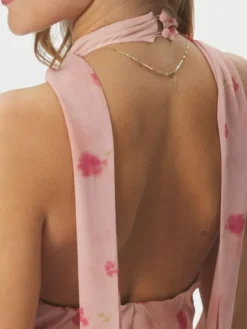 Fiona Blurred Flower Halter Neck Dr