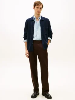 Fisherman Rib-Knit Coach Jacket With Wool