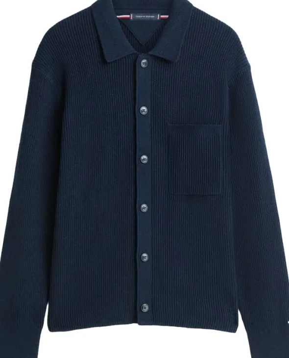 Fisherman Rib-Knit Coach Jacket With Wool